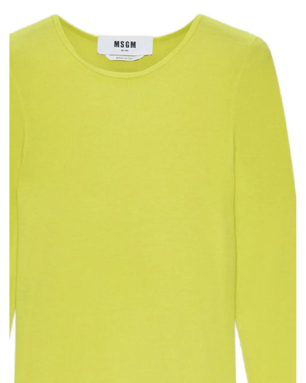 MSGM Yellow Crew Neck Long-Sleeve Top