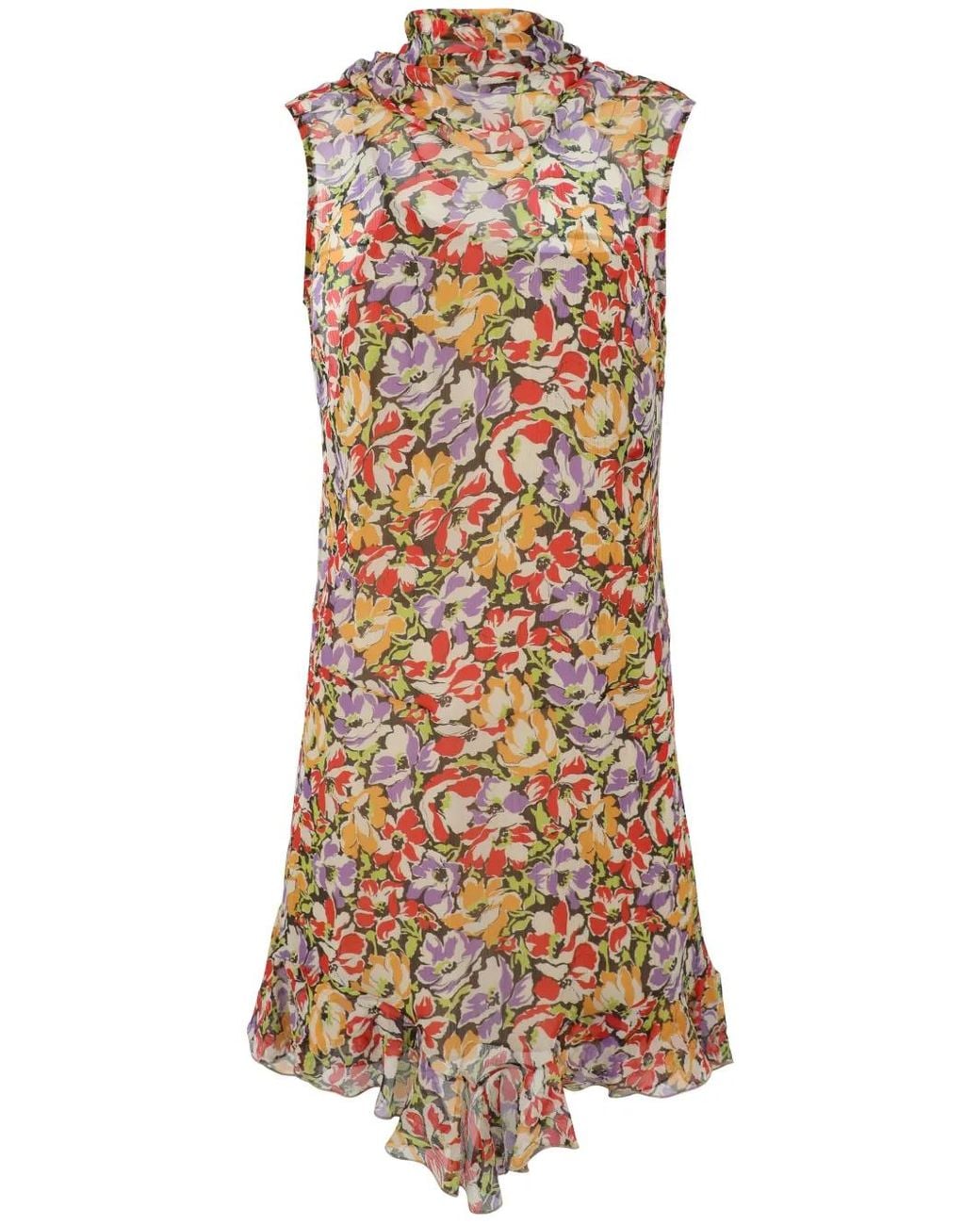 Stella McCartney Pink Ultra Floral-Print Ruffled Minidress