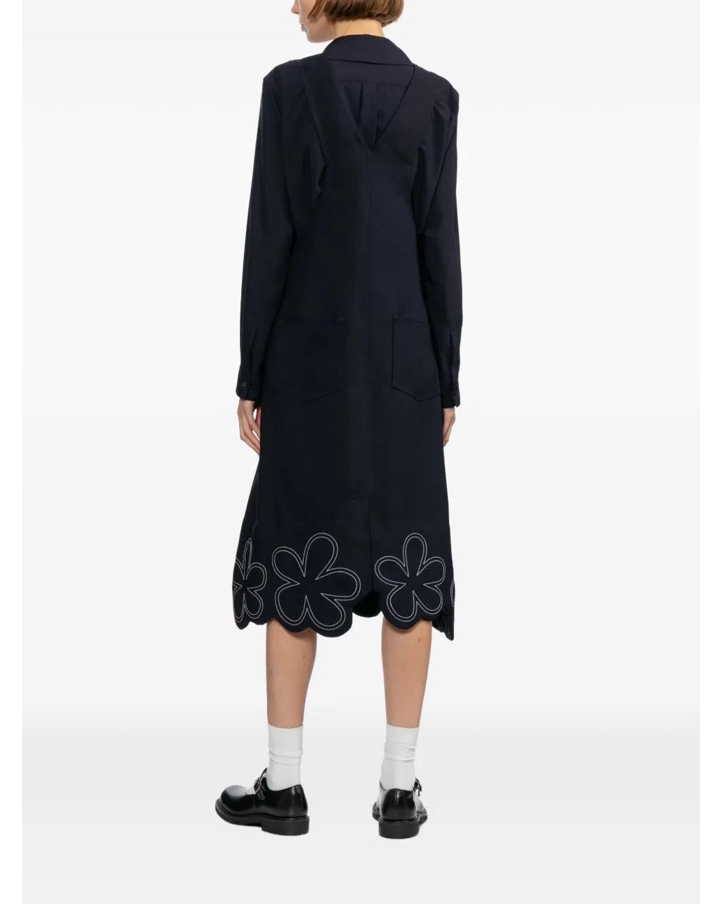 Comme des Garçons Black Floral-Embroidered Midi Dress