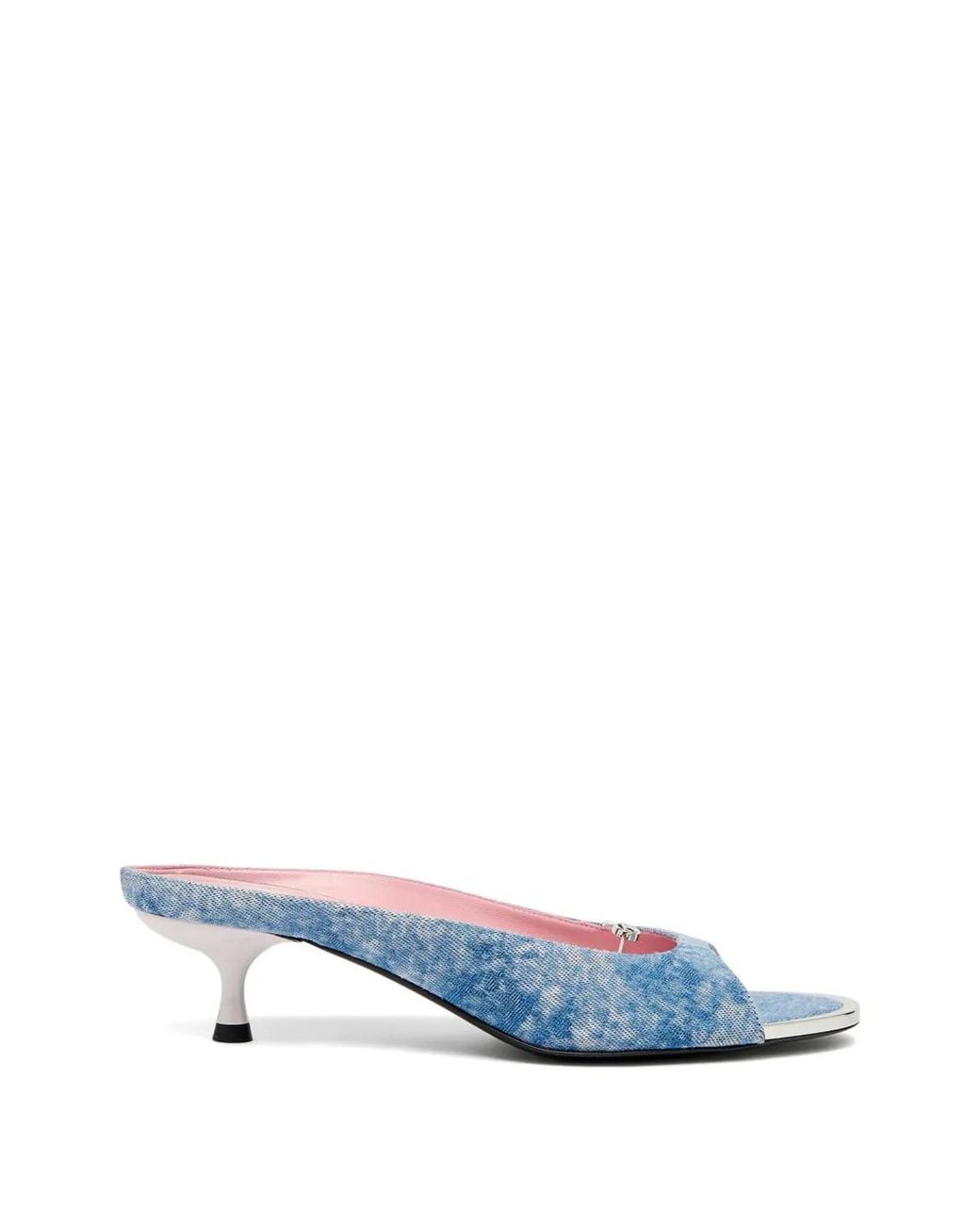 DIESEL Blue Textured Light Denim-Like Silk And Nylon Sandals