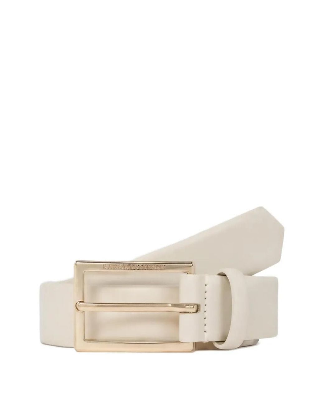 Karl Lagerfeld Natural Logo-Engraved Buckle Belt