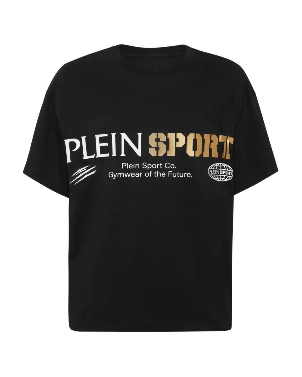 Philipp Plein Black Logo-Print Round-Neck T-Shirt for men