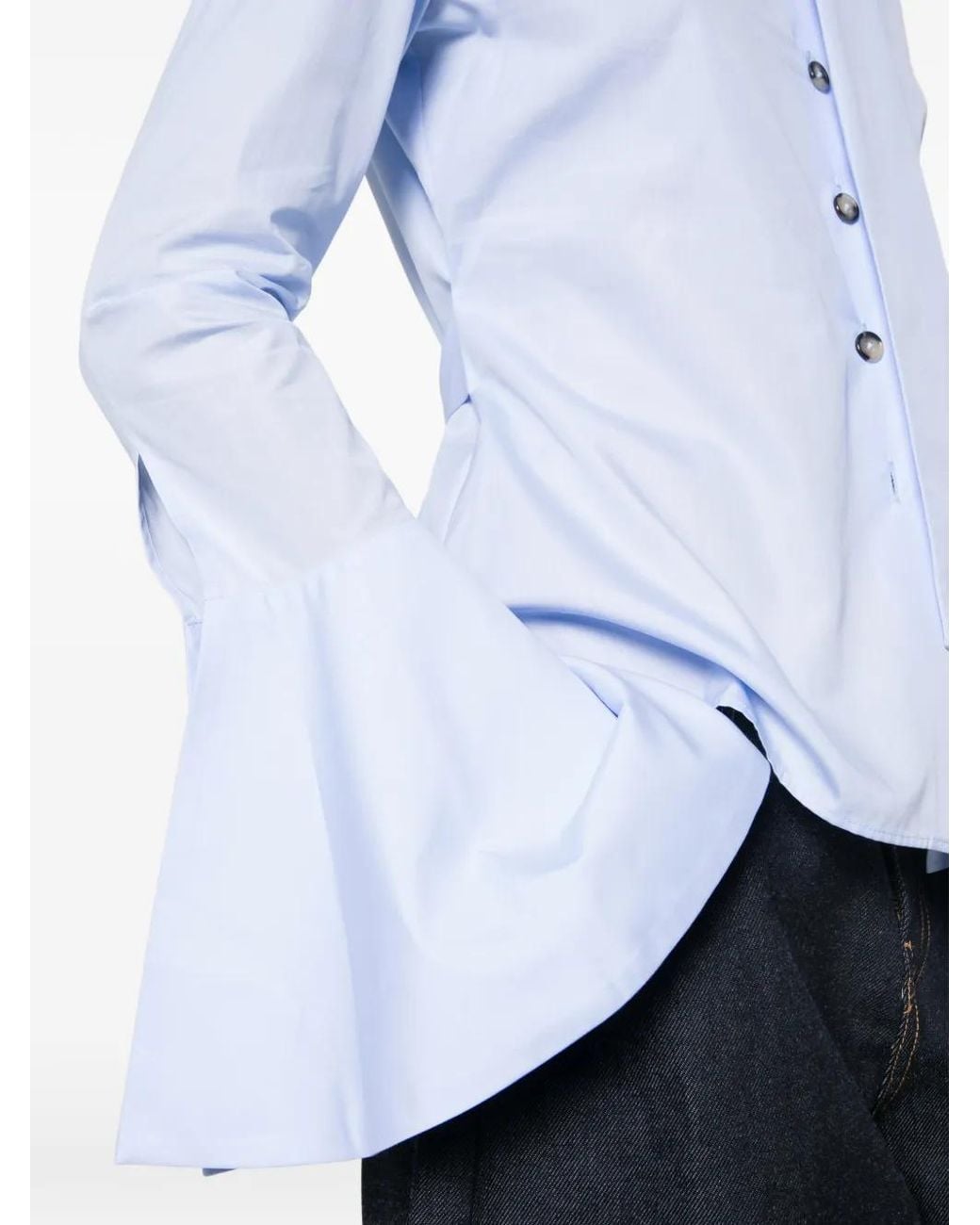 A.W.A.K.E. MODE Blue High-Collar Shirt