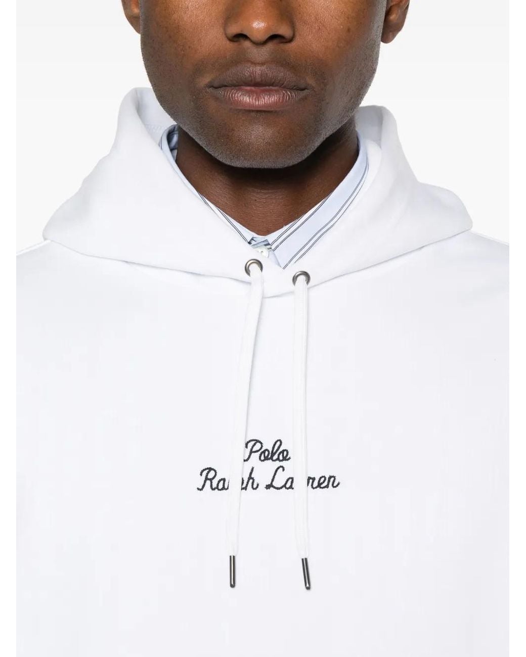 Polo Ralph Lauren White Logo-Embroidered Hoodie for men