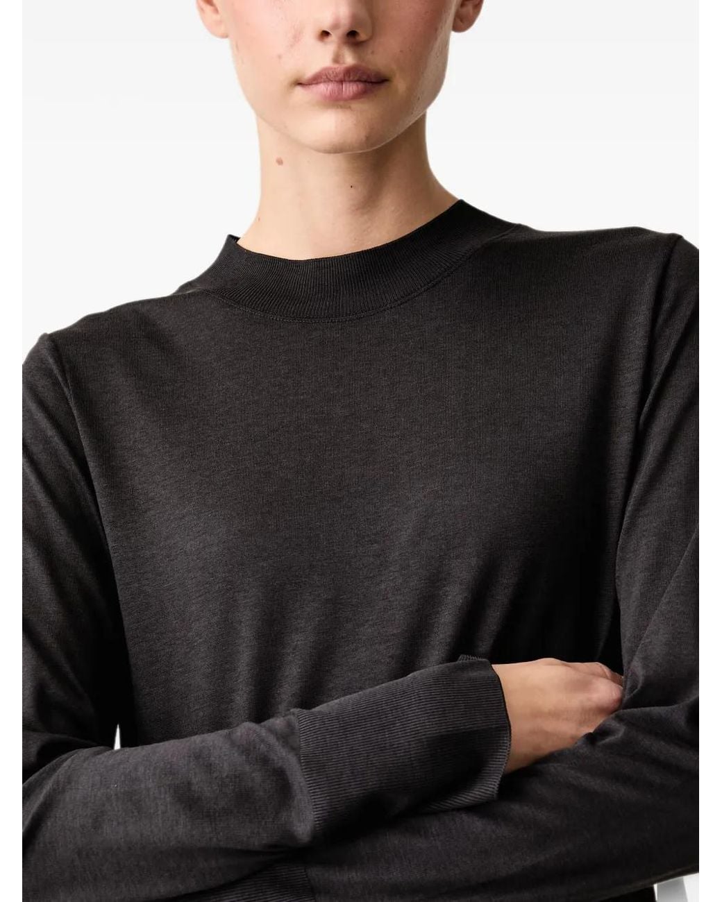 Marc O' Polo Black T-Shirt À Manches Longues Et Bordures Côtelées