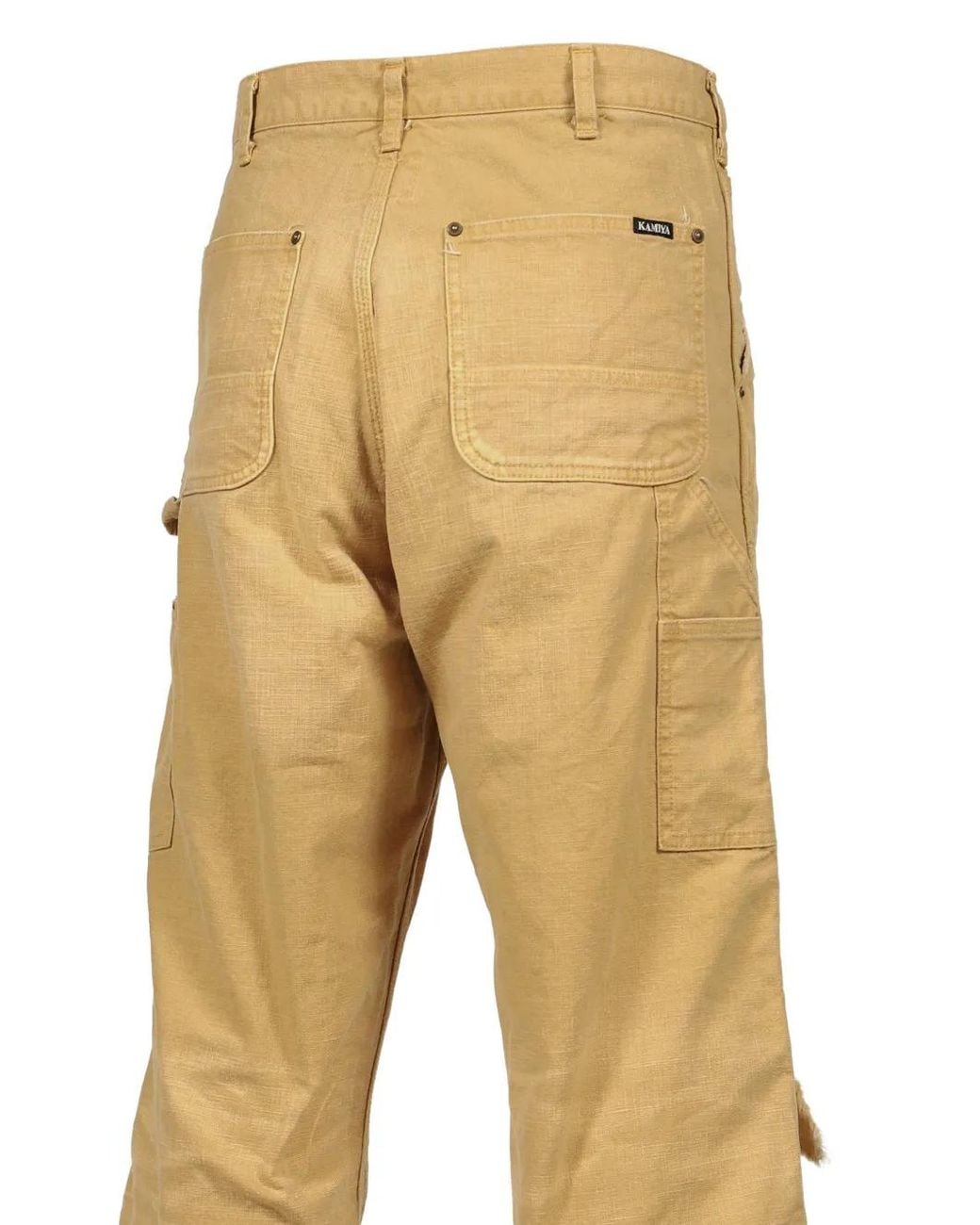 KAMIYA Natural Heavy Sun Faded Distressed Duck-Canvas Jeans for men