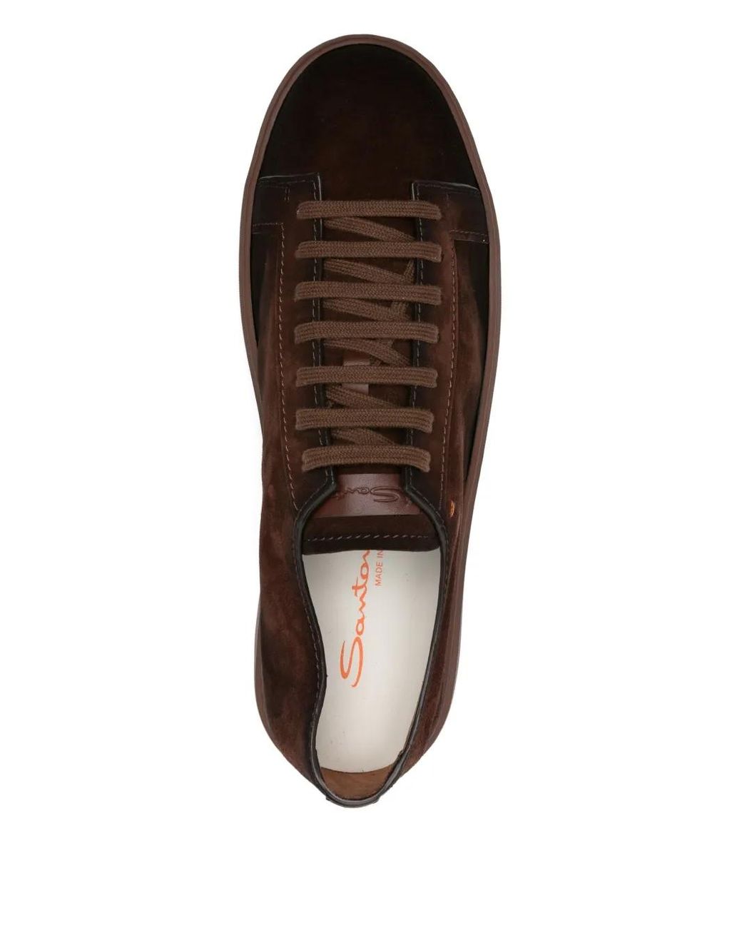 Santoni Brown Suede Lace-Up Sneakers for men