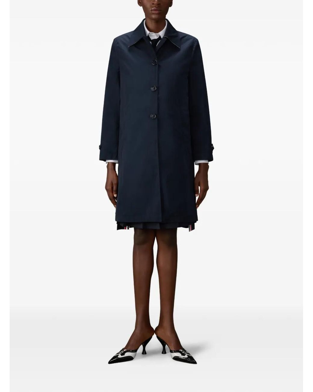 Thom Browne Blue Button-Fastening Coat