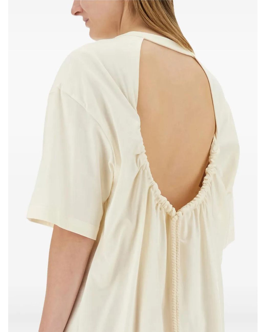 MSGM Natural Logo-Patch Mini Dress