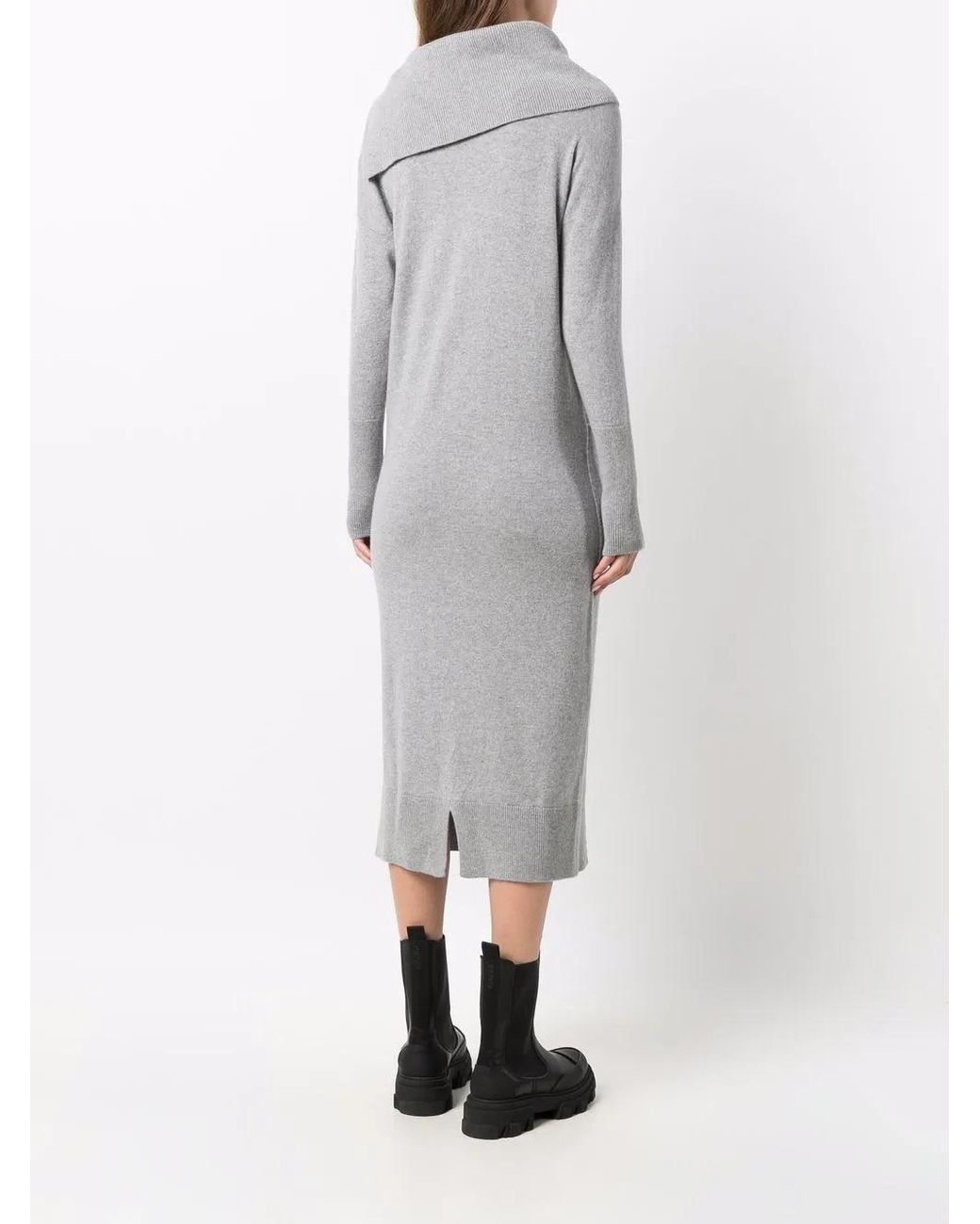 Lorena Antoniazzi Gray Folded Collar Midi Dress