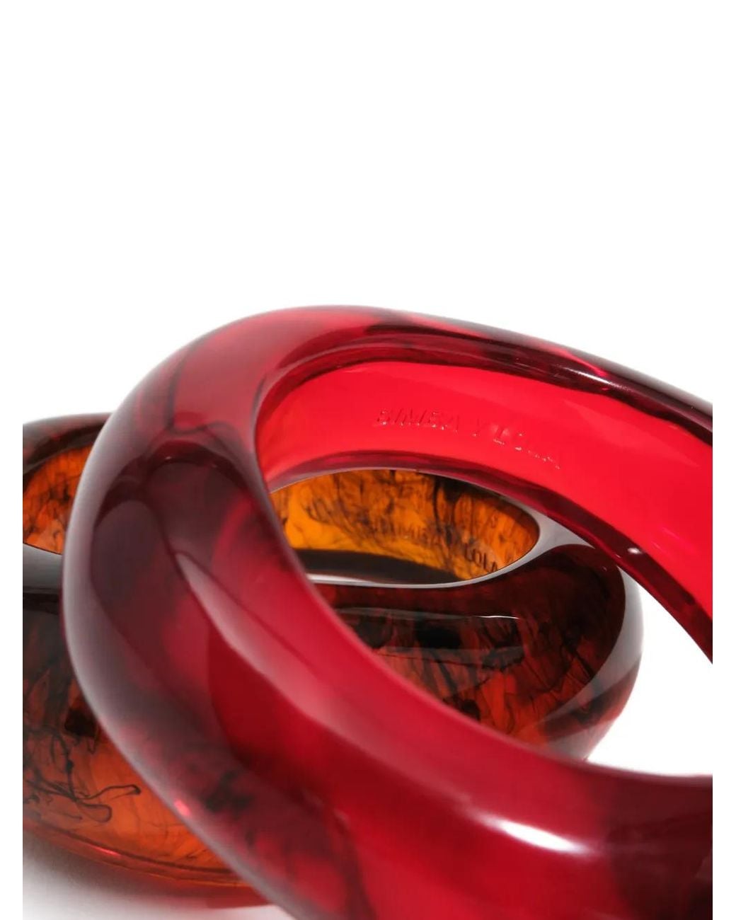 Bimba Y Lola Red Set Of 2 And Garnet Amber-Effect Resin Bracelets