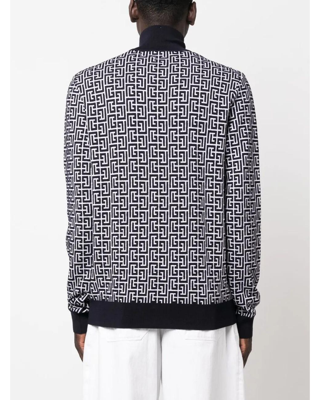 Balmain Rollkragenpullover Mit Monogramm in Blue für Herren