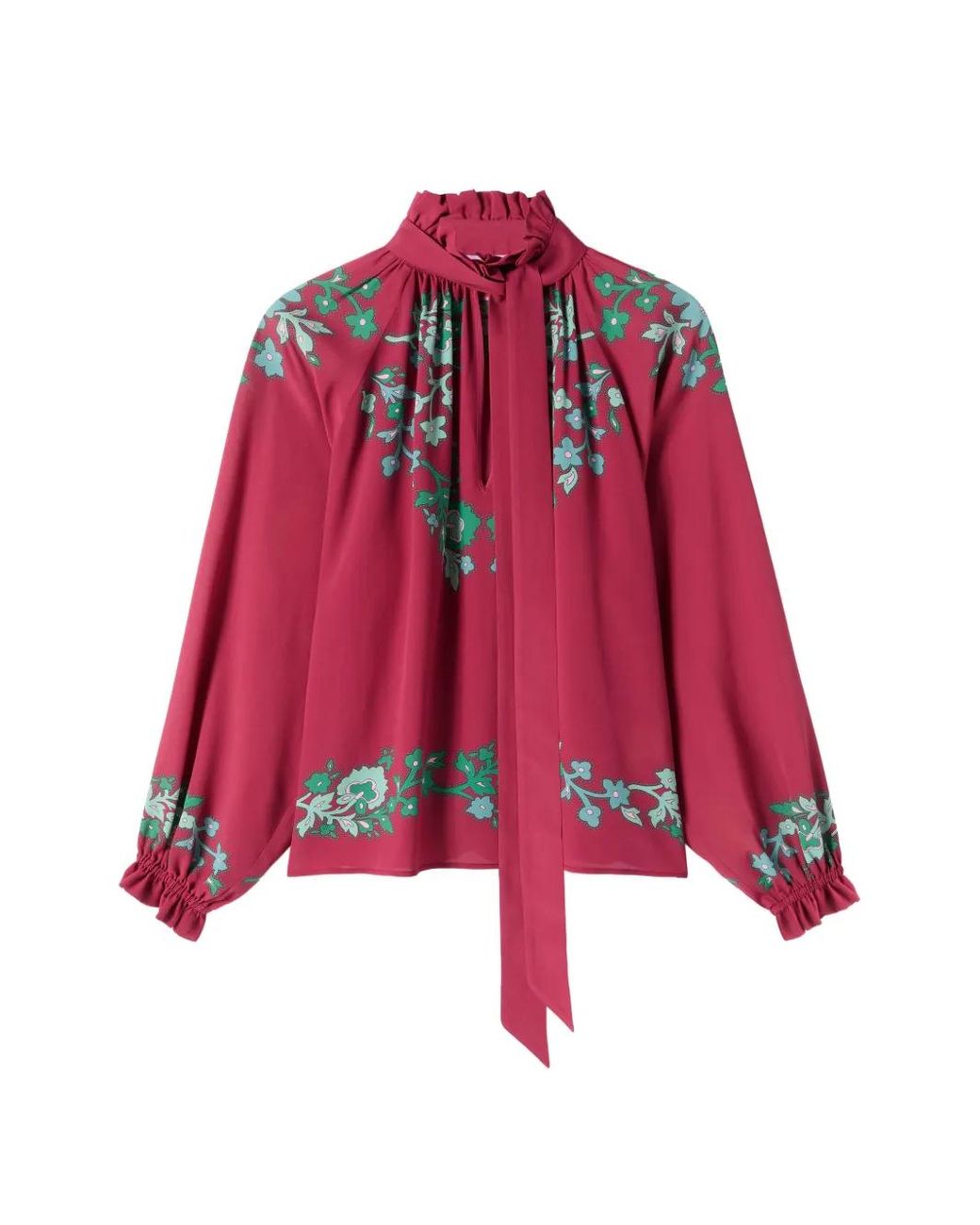 LaDoubleJ Red Cerere Floral Ruffled Blouse