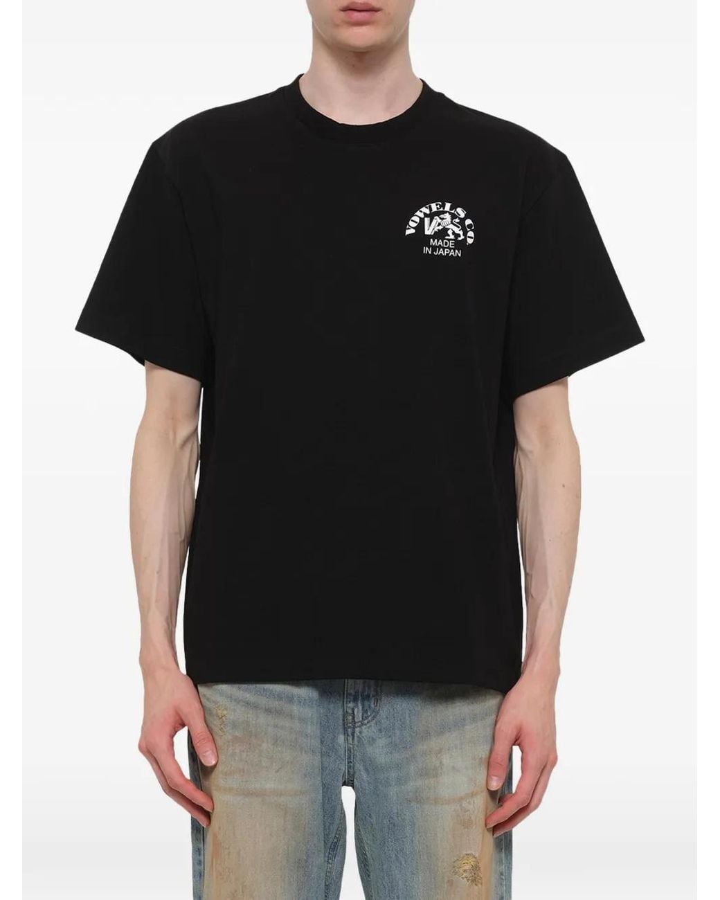 vowels Black Logo-Print T-Shirt for men