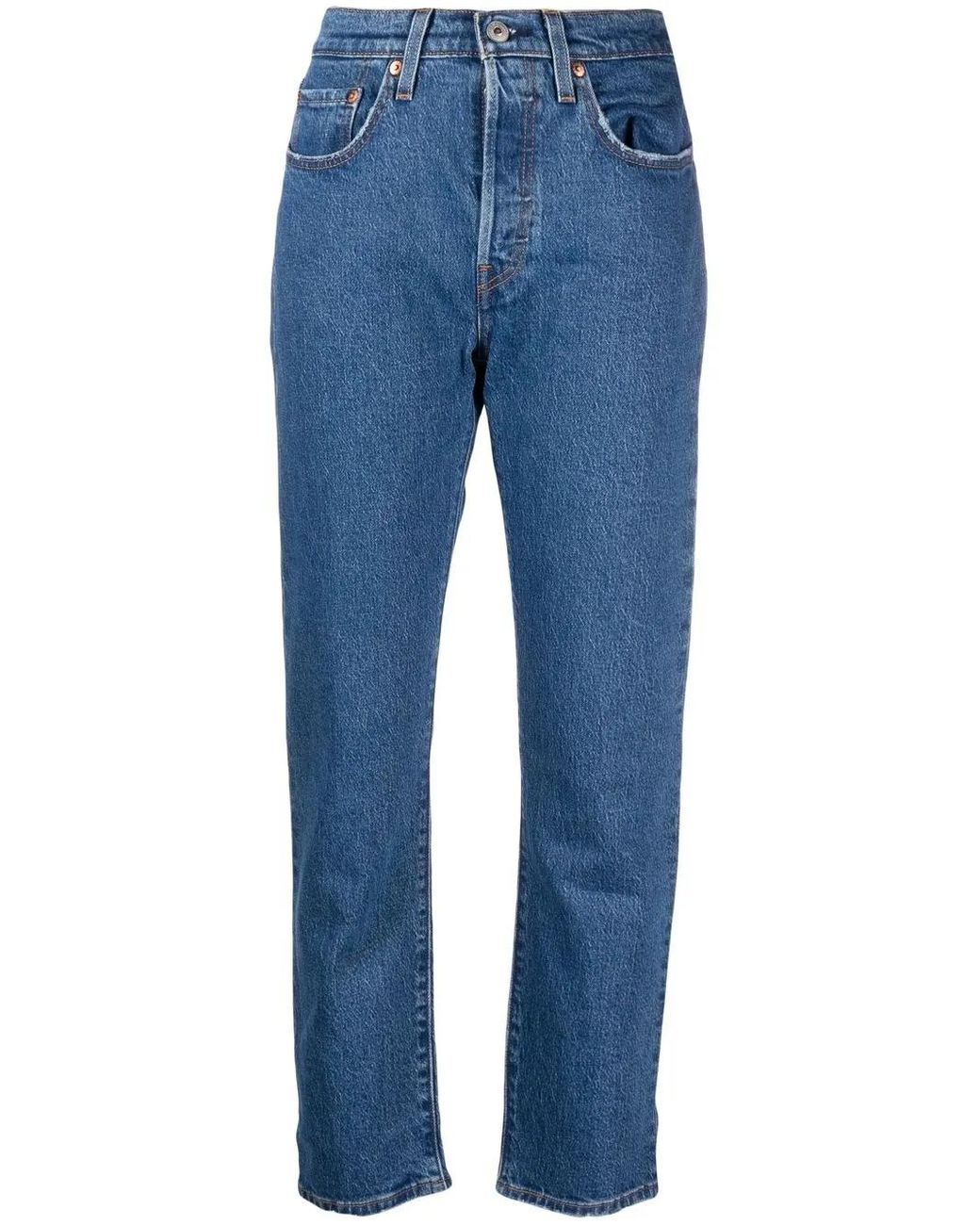 Levi's Blue 501 Cropped Straight-Leg Jeans