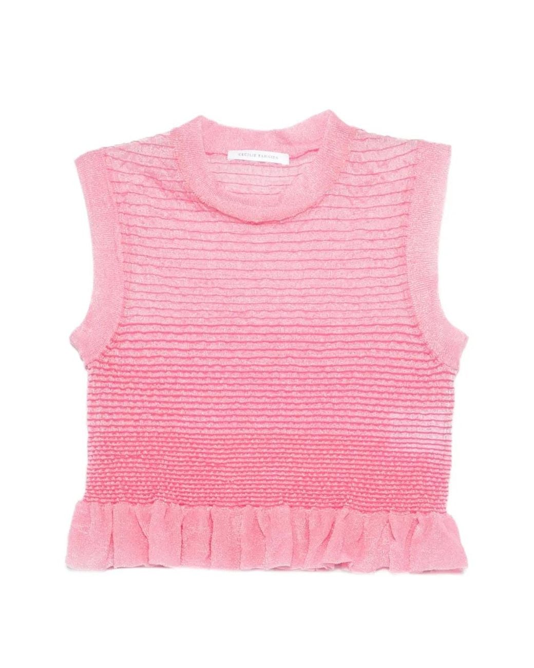 CECILIE BAHNSEN Pink Ruffles Sleeveless Tank Top