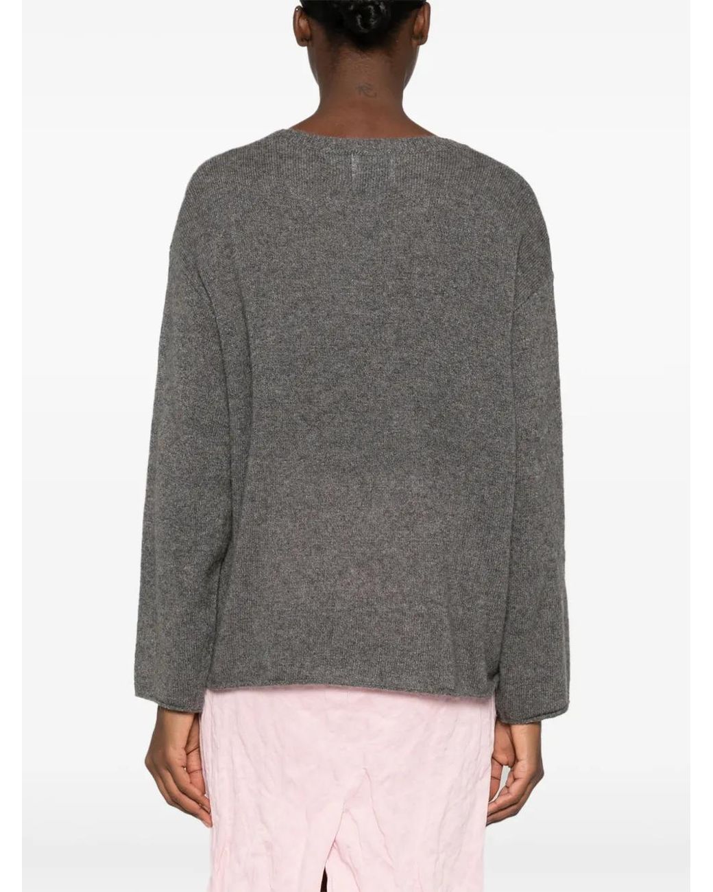 IVORY PARIS Gray Emily Scarf-Detail Sweater