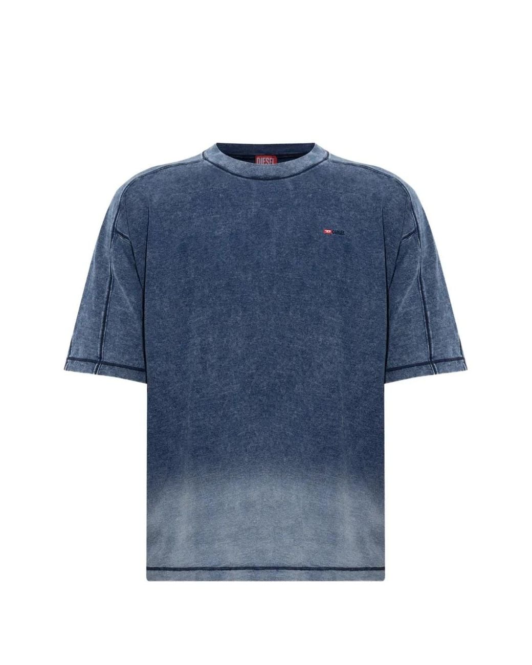 DIESEL Blue Cotton T-Shirt With Degradé Effect for men