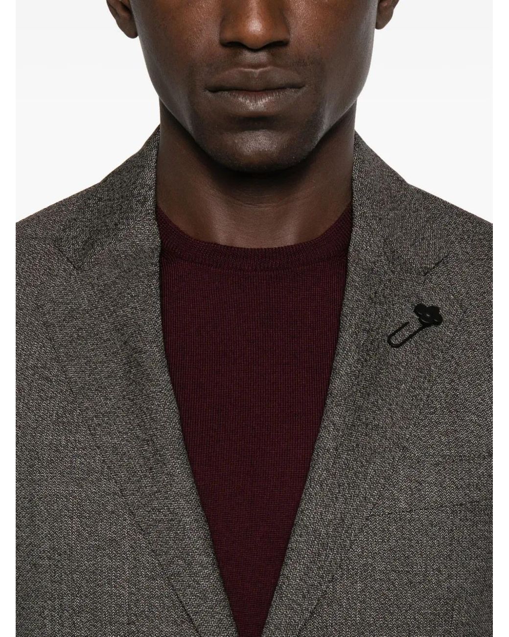 Lardini Gray Herringbone Wool Suit for men