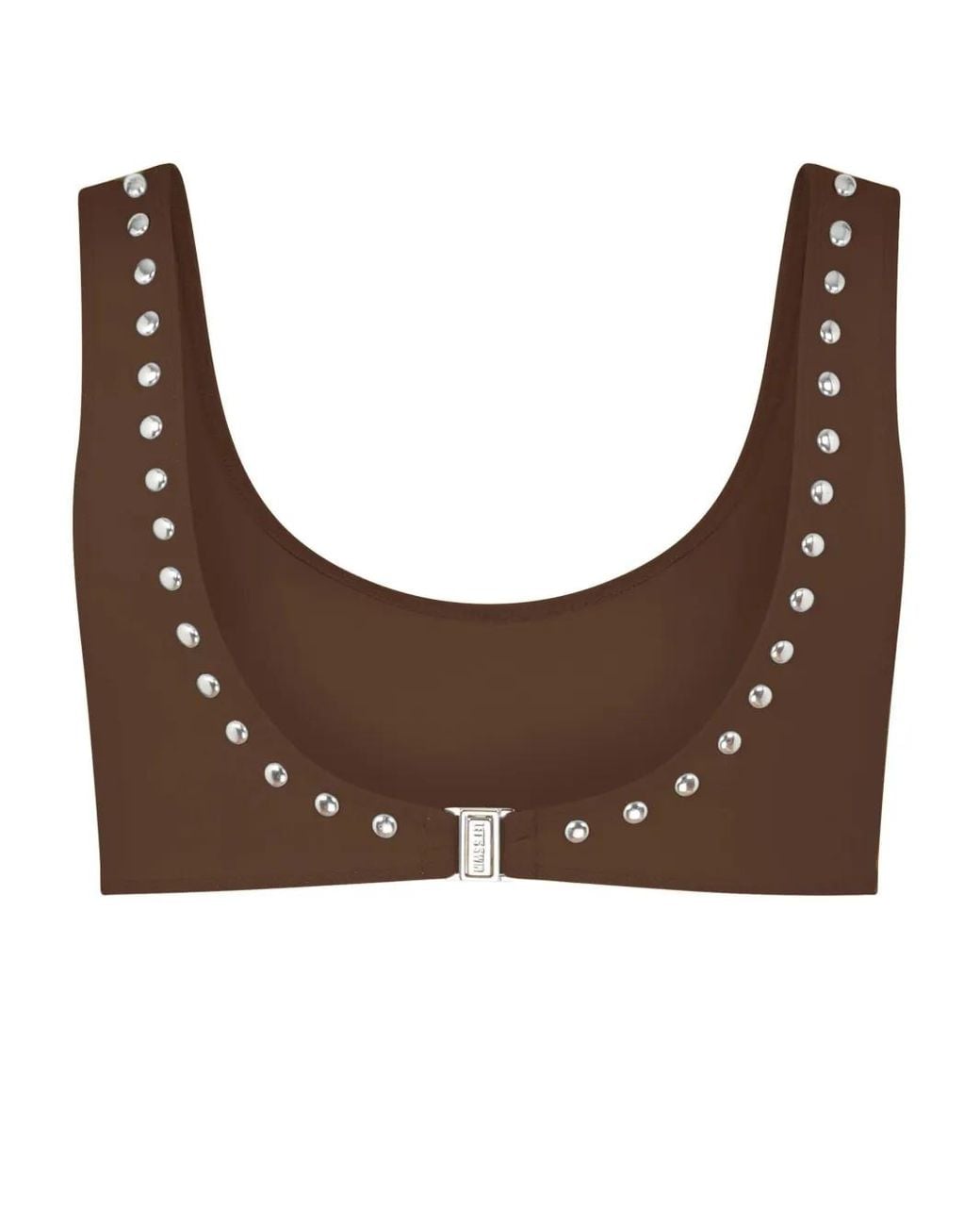 Let's Swim Brown Studded Bikini Top