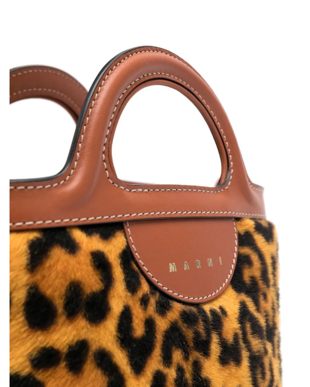 Borsa A Secchiello Tropicalia Mini Leopardata di Marni in Metallic