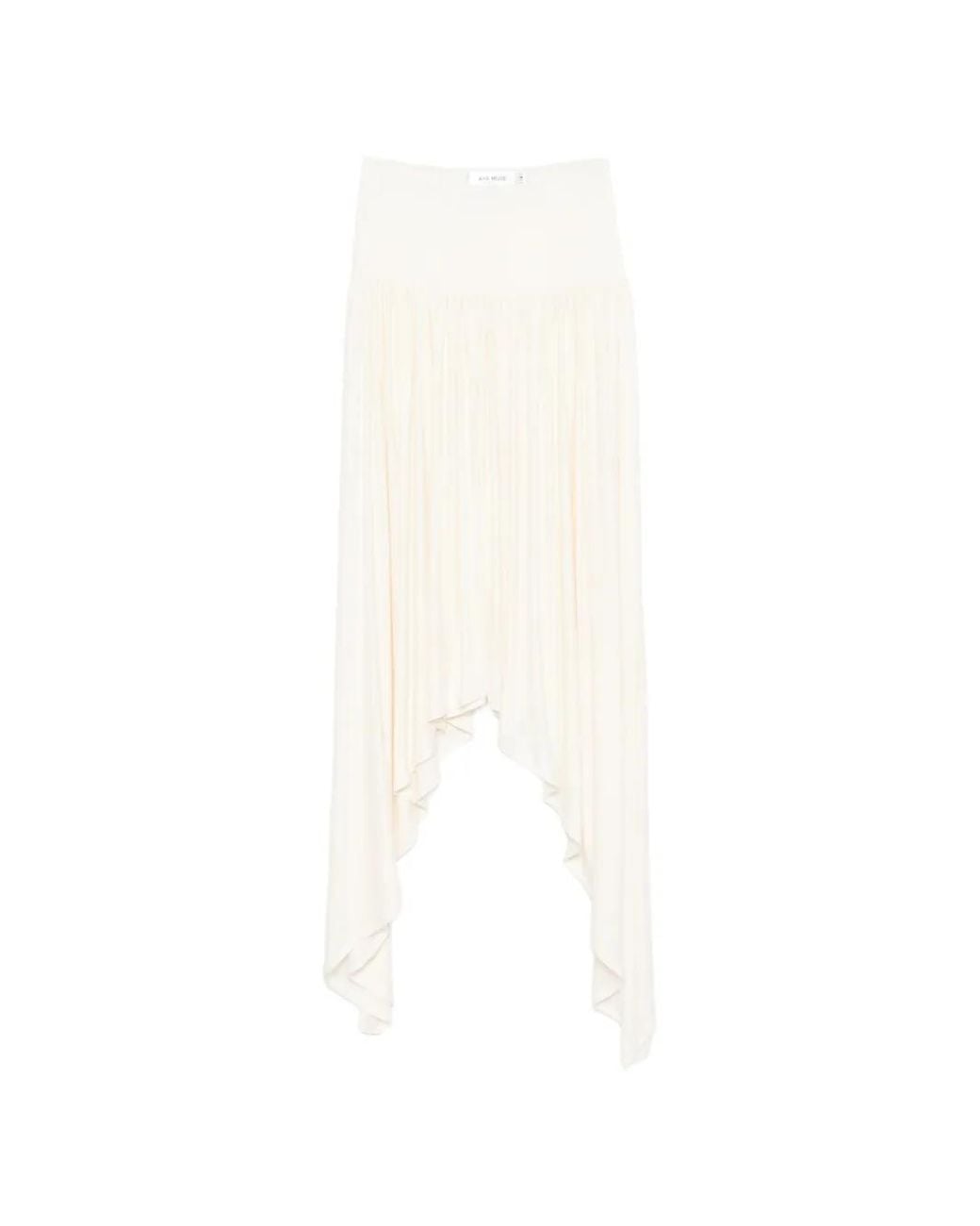 AYA MUSE White Elya Asymmetric Gathered Skirt