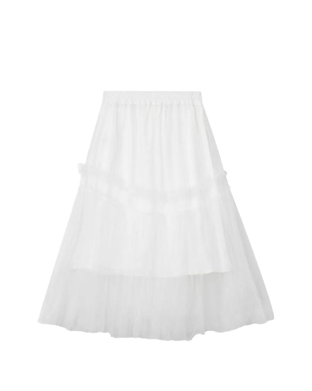 B+ AB White Ruffled Full Midi Skirt