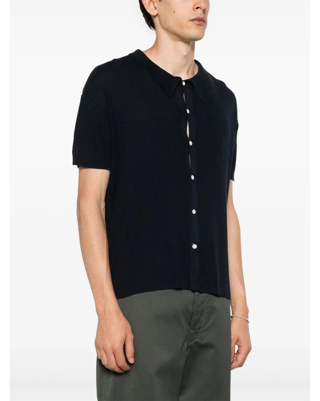 Soulland Black Ciel Ribbed Polo Shirt