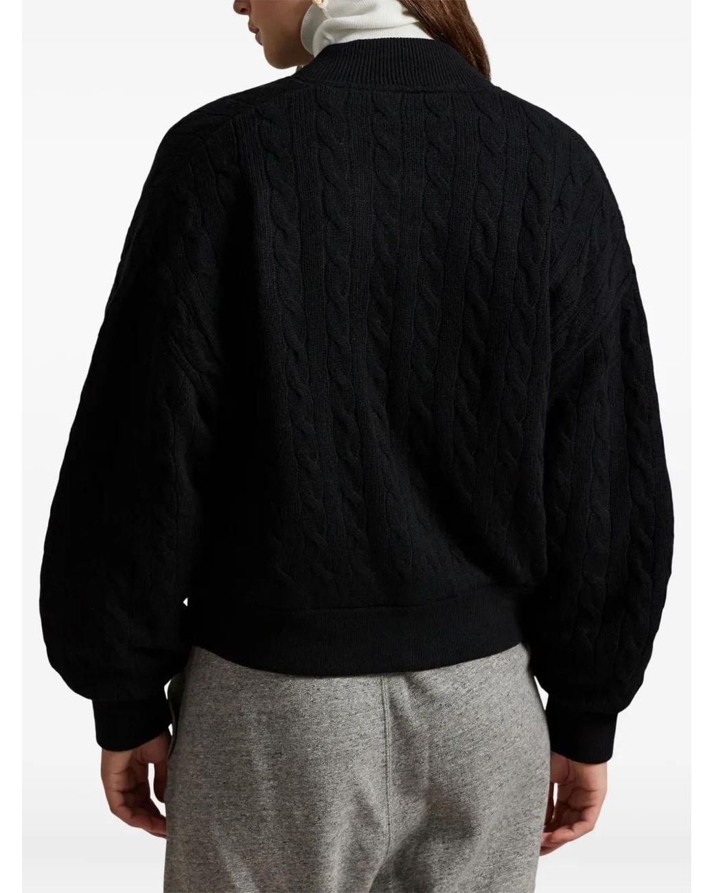 Polo Ralph Lauren Black Pony Cable-Knit Buttoned Cardigan