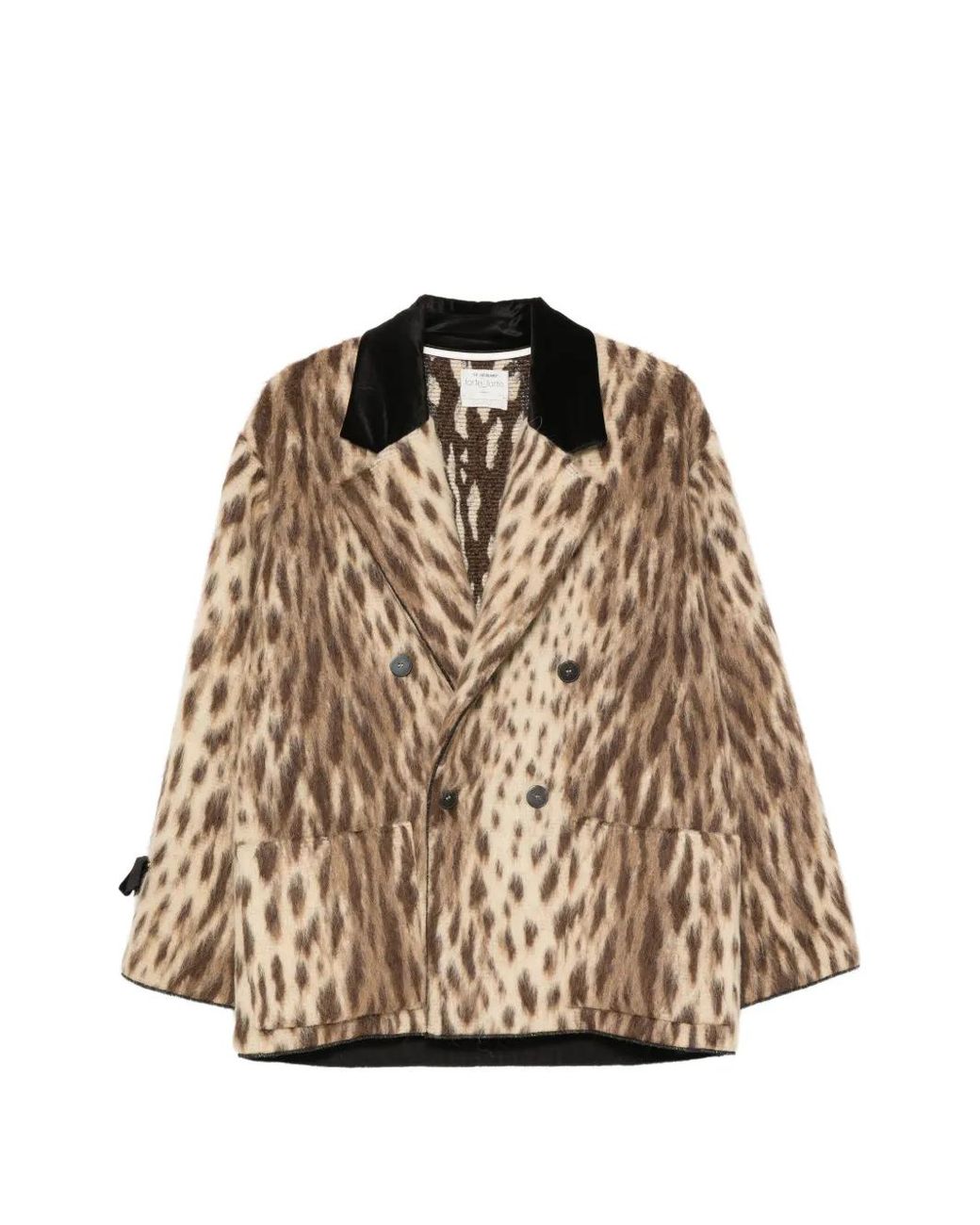 Forte_forte Natural Leopard-Print Double-Breasted Coat