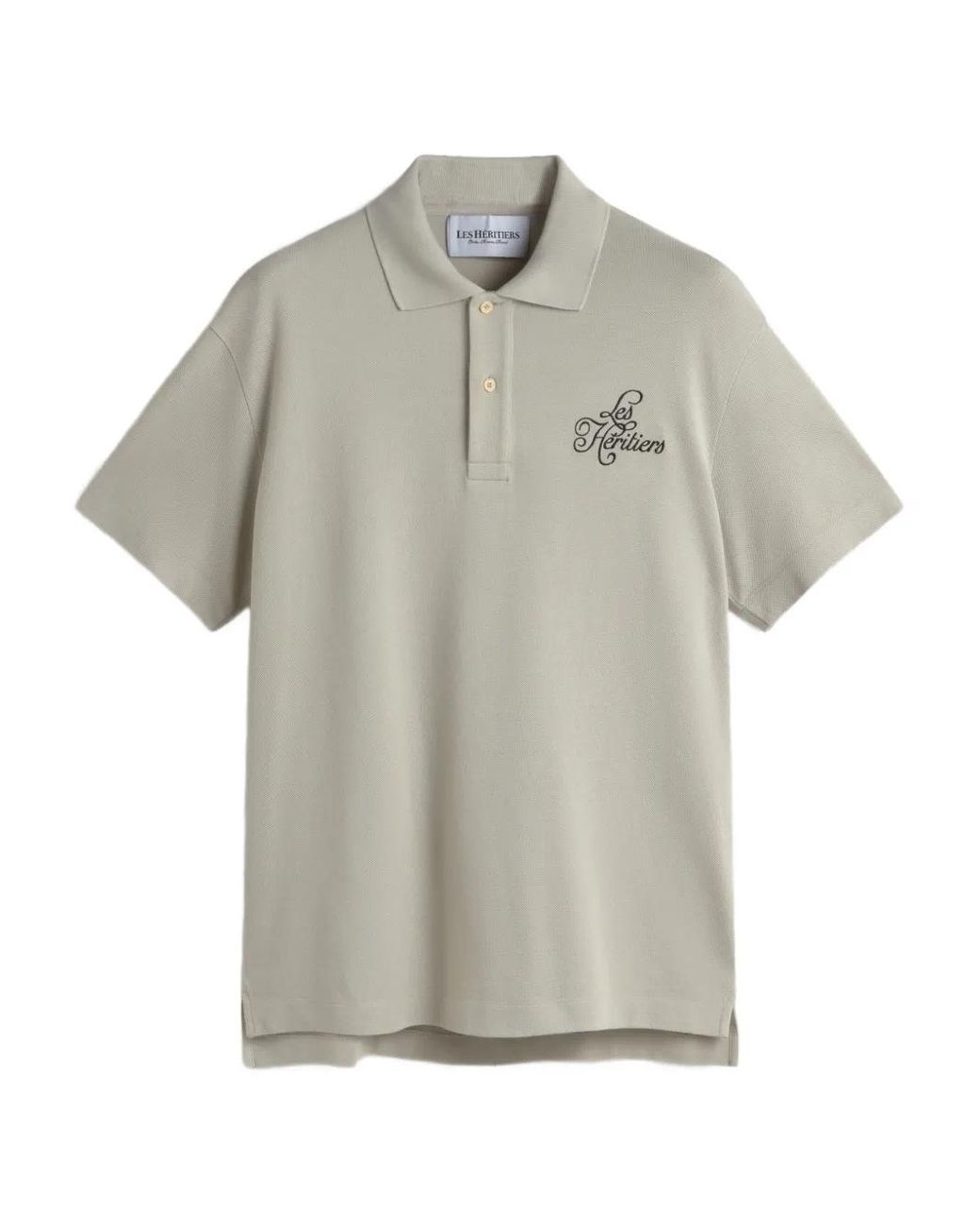 LES HÉRITIERS Gray Embroidered Polo Shirt for men