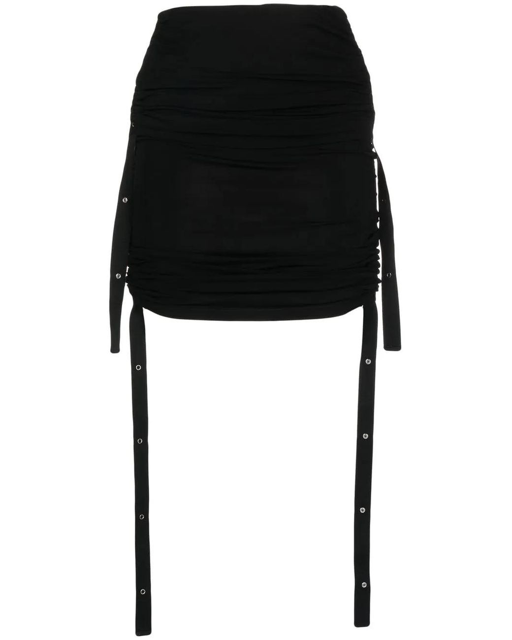 Dion Lee Black Doric Ruched Midi Skirt