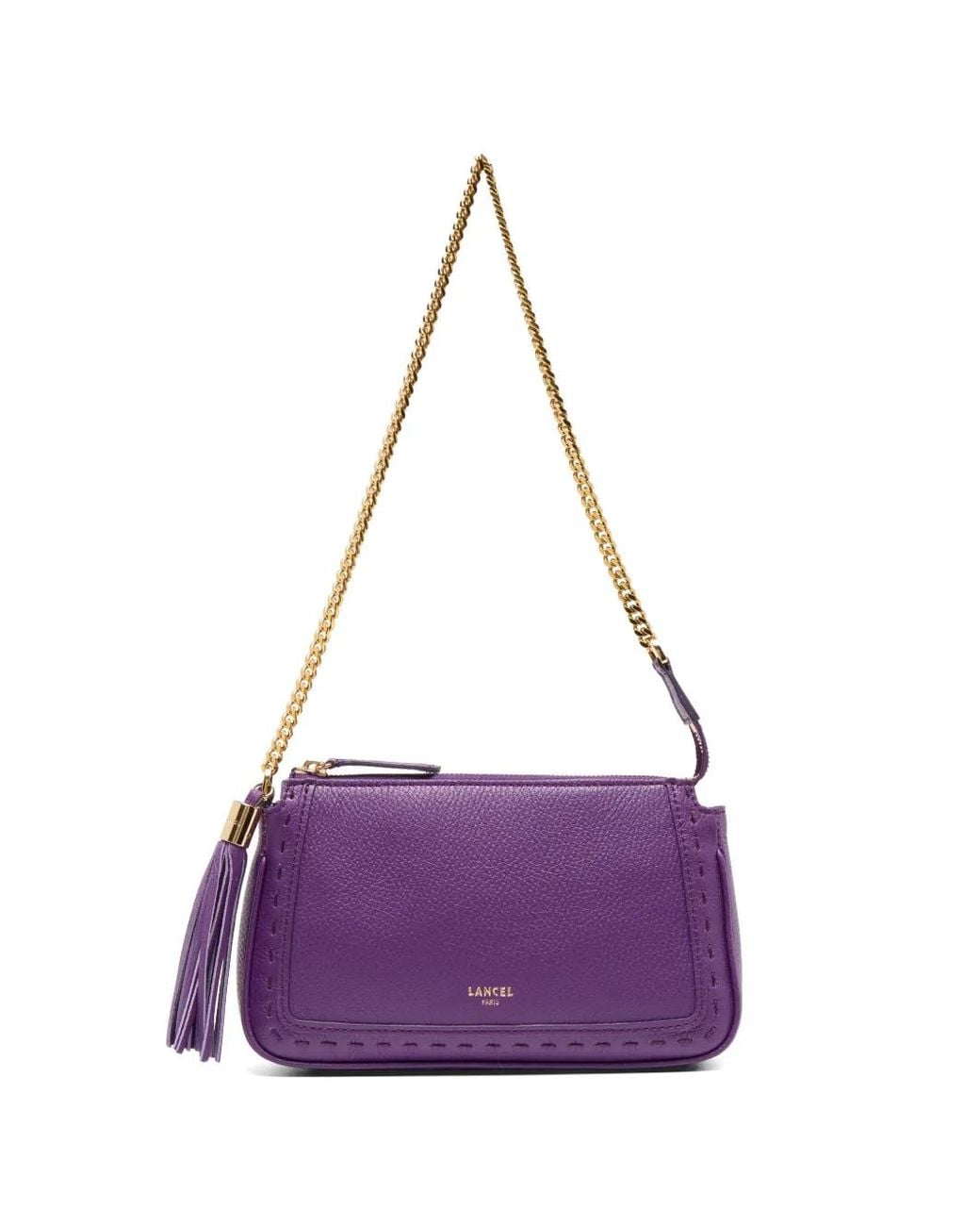 Lancel Purple Premier Flirt Chain Clutch Bag