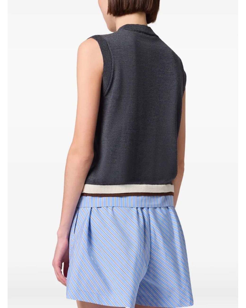 MSGM Blue Logo-Embroidered Tank Top