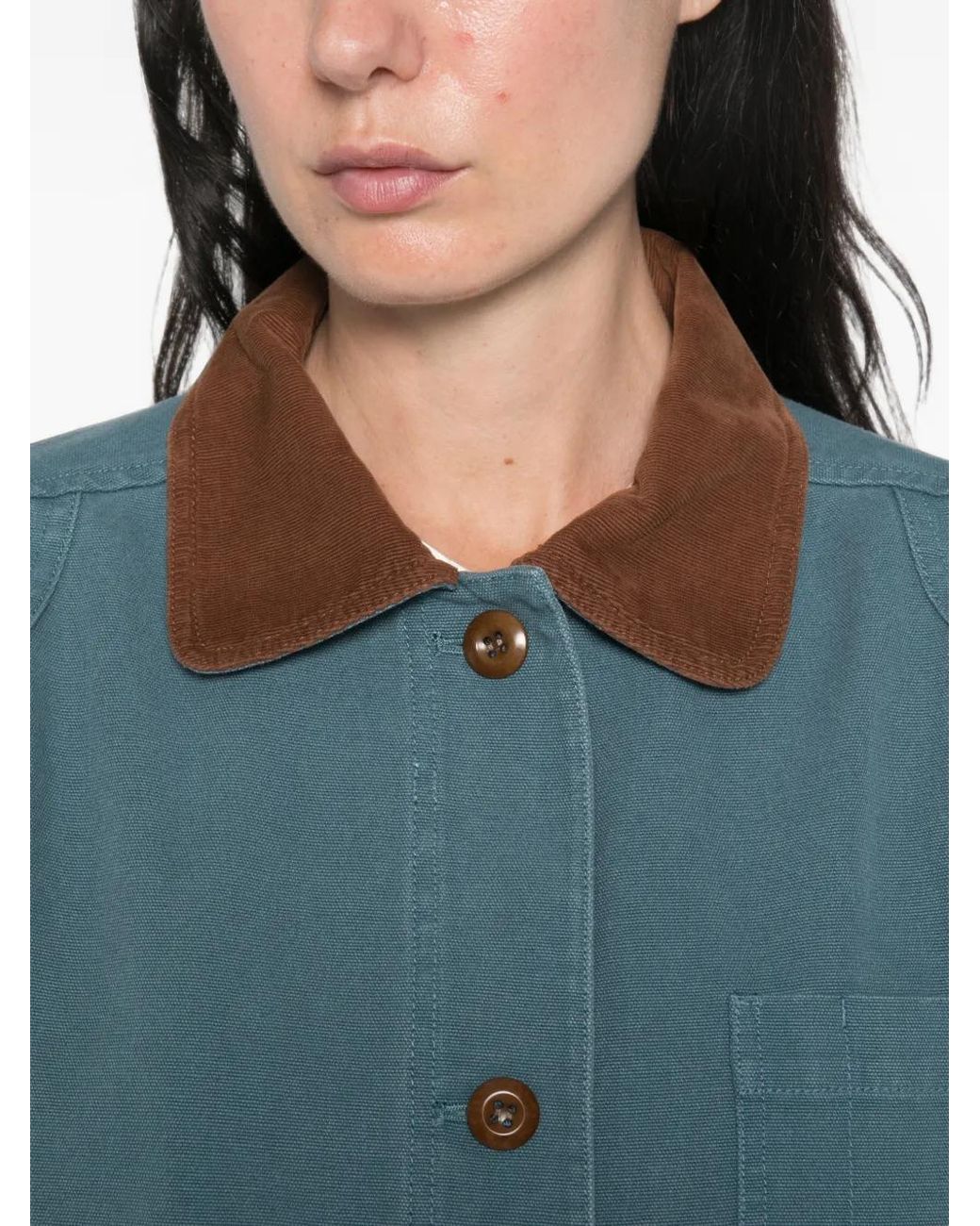 Doen Blue Pascual Contrast-Collar Jacket