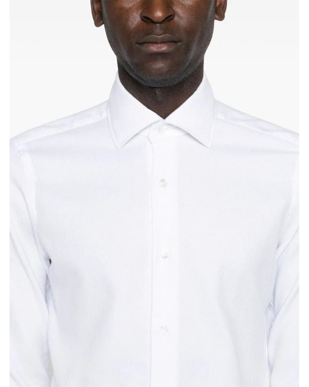 Barba Napoli White Cotton Shirt for men