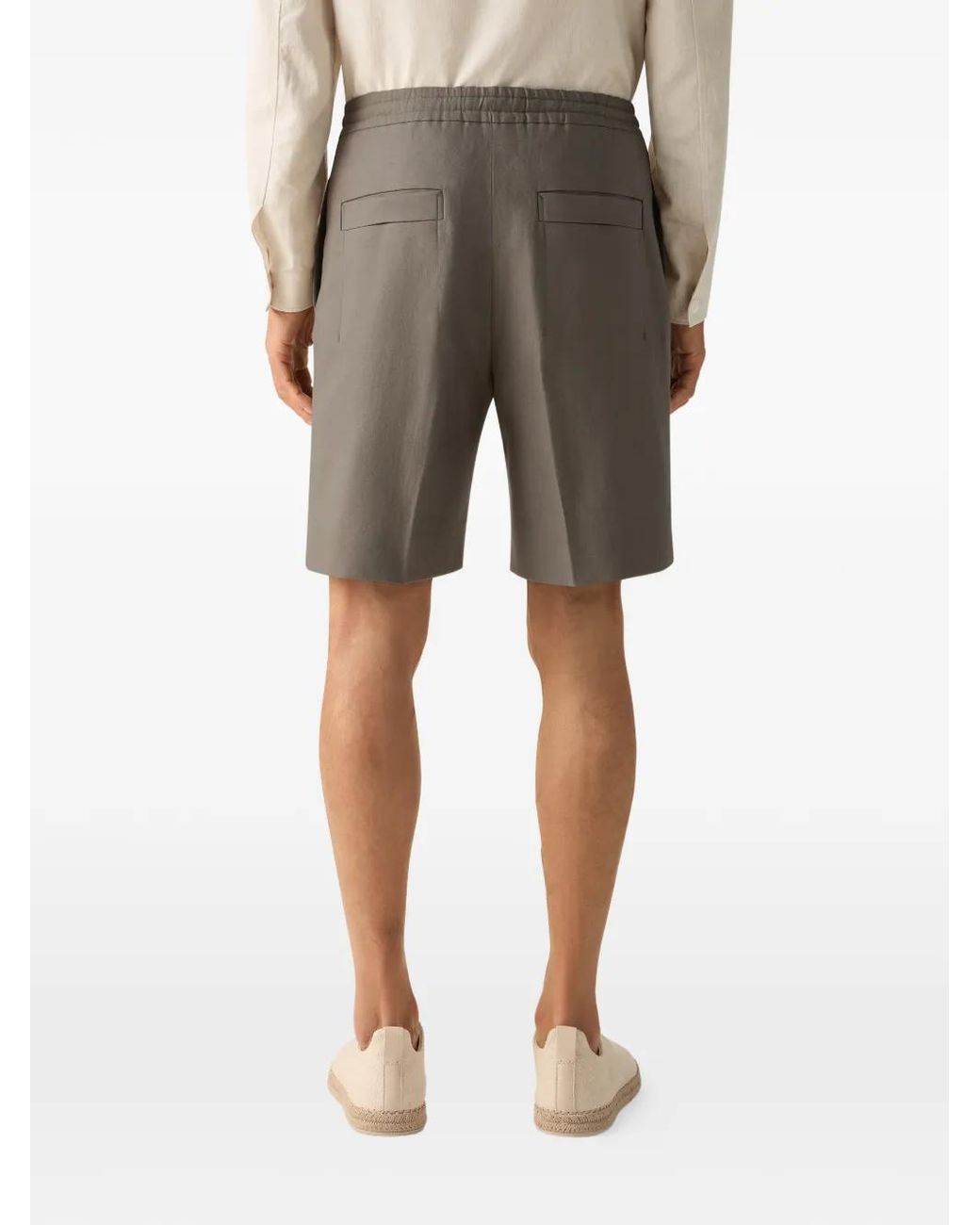 Zegna Gray Oasi Lino Shorts for men