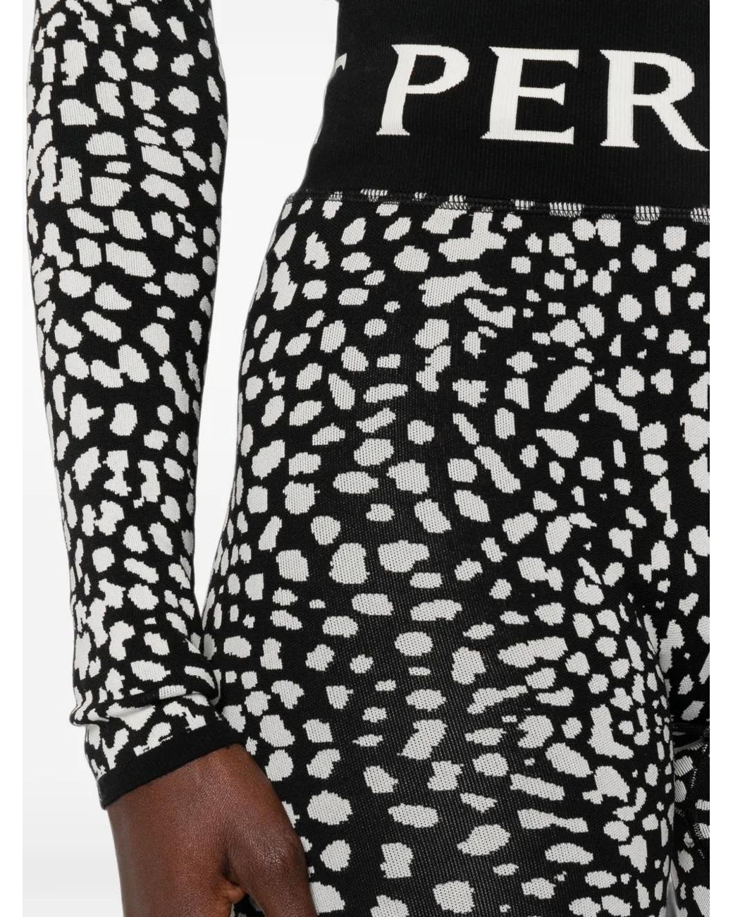 Perfect Moment Black Legging À Imprimé Léopard En Jacquard
