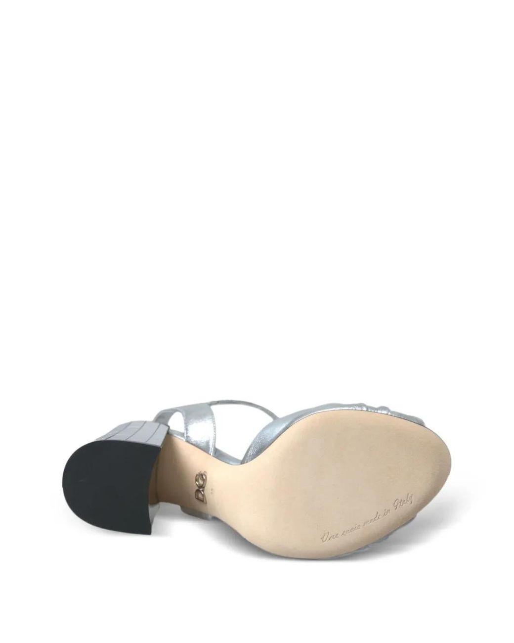 Dolce & Gabbana White Knotted Metallic Sandals