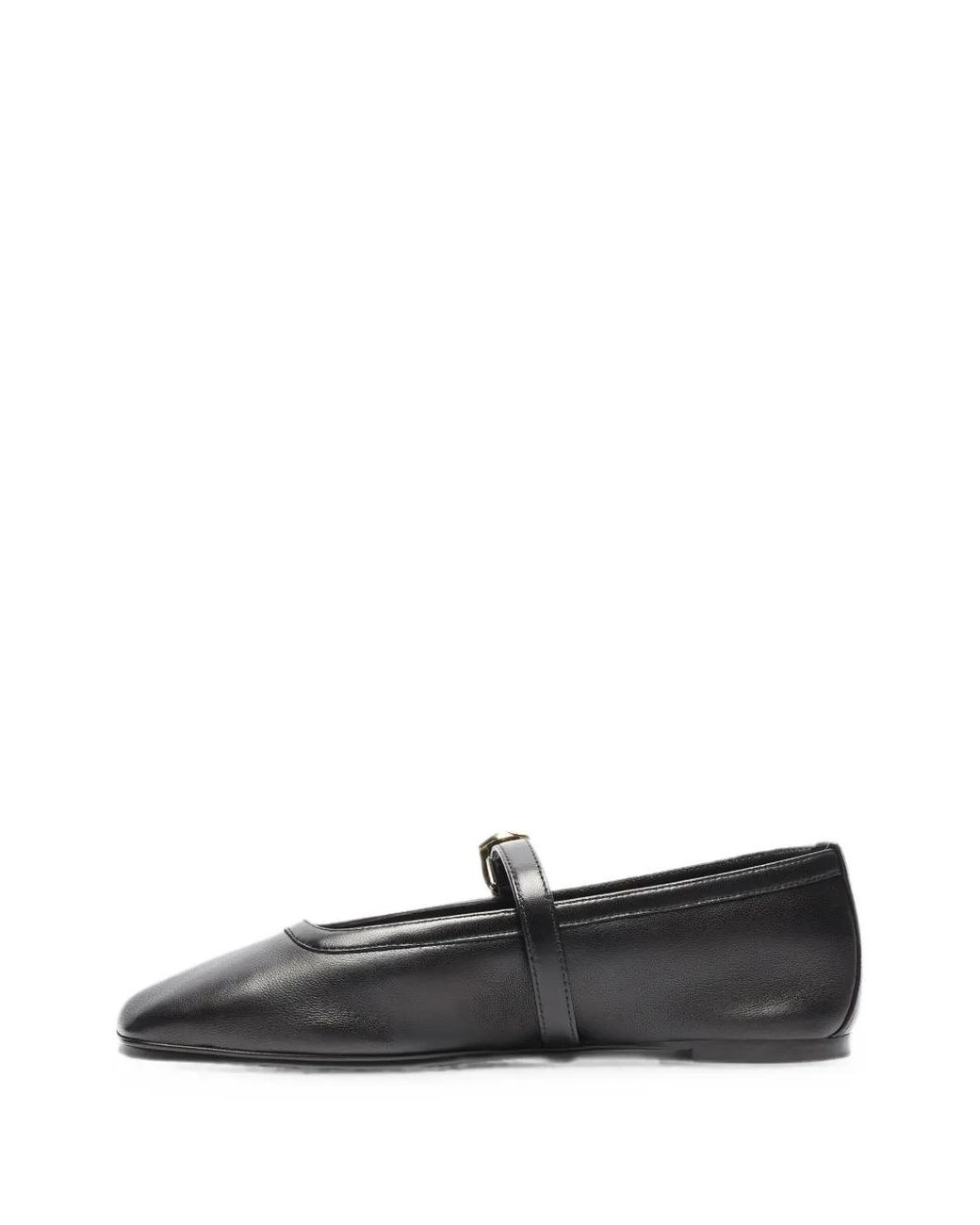 Stuart Weitzman Black Sai Buckle-Detail Ballet Flats