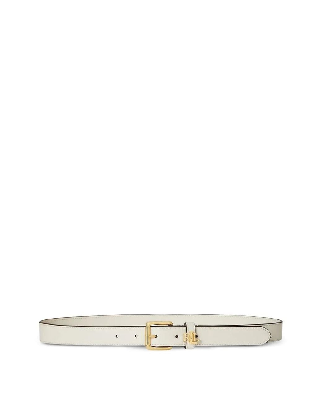 Ralph Lauren White Lrl Logo-Plaque Leather Belt