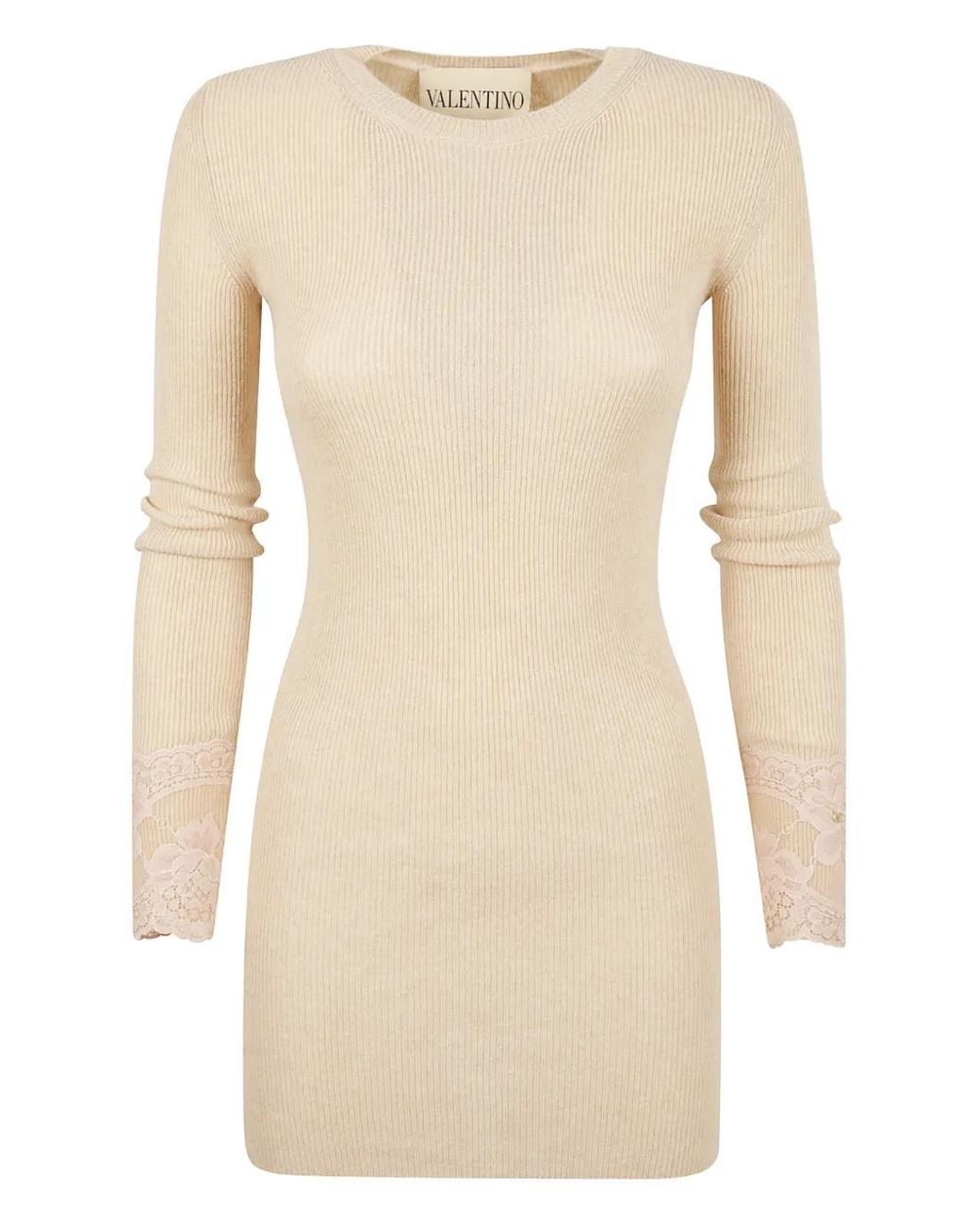 Valentino Garavani Natural Long-Sleeve Mini Dress