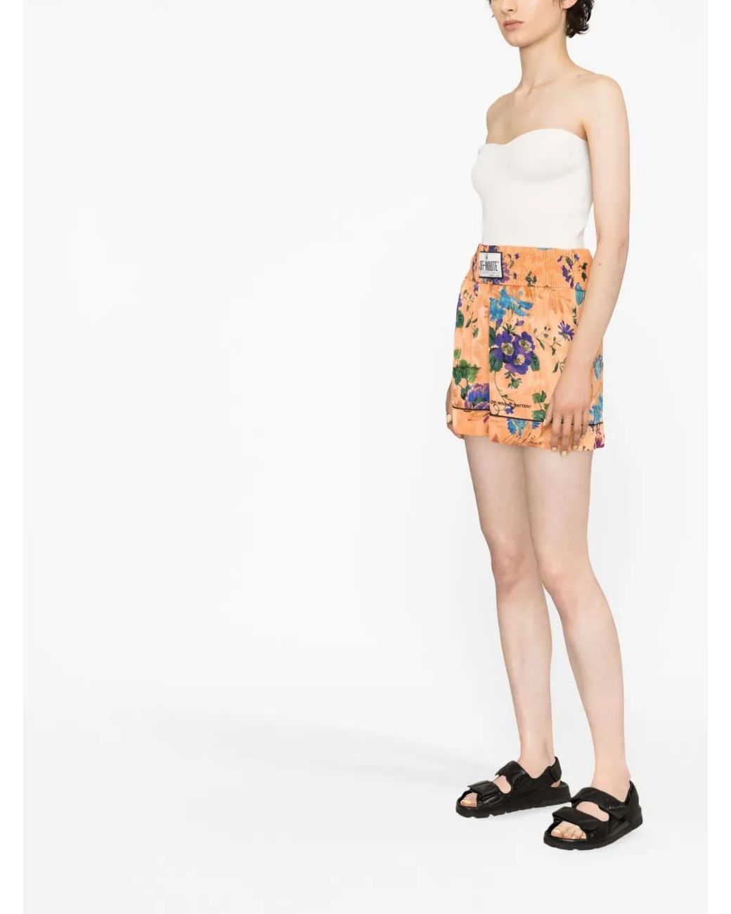 Off-White c/o Virgil Abloh Orange Short À Fleurs
