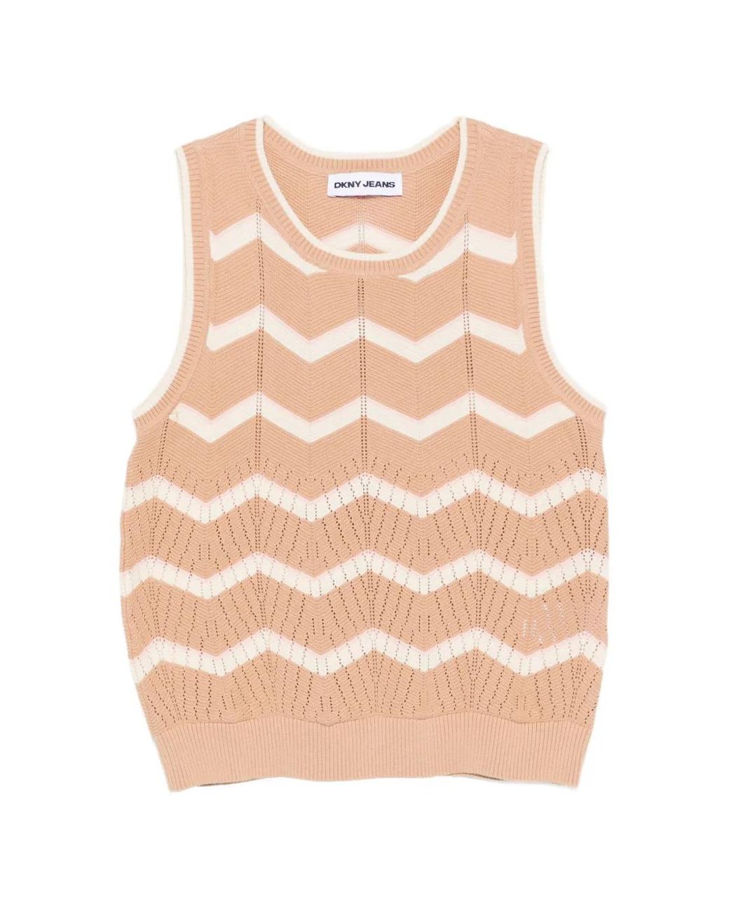 DKNY Natural Pointelle-Knit Top