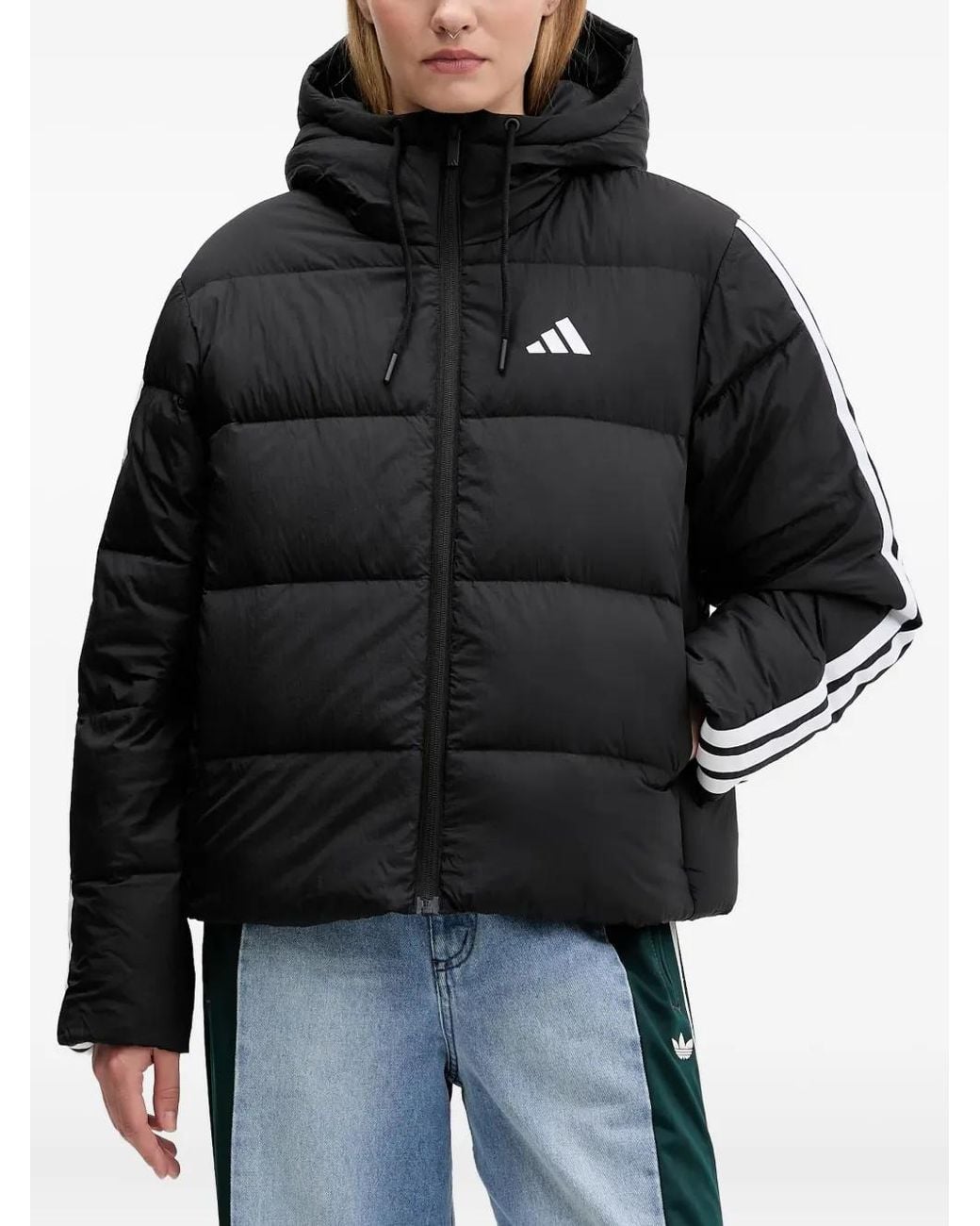 Plumífero Con Detalle Del Logo Adidas de color Black