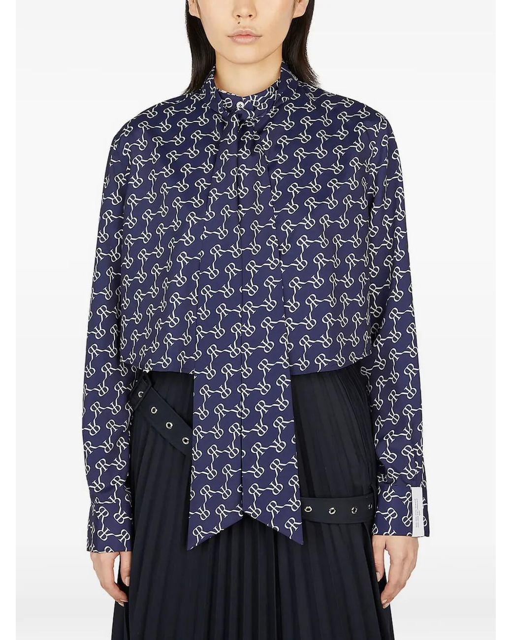 ROKH Blouse Met Monogram-Print in het Blue