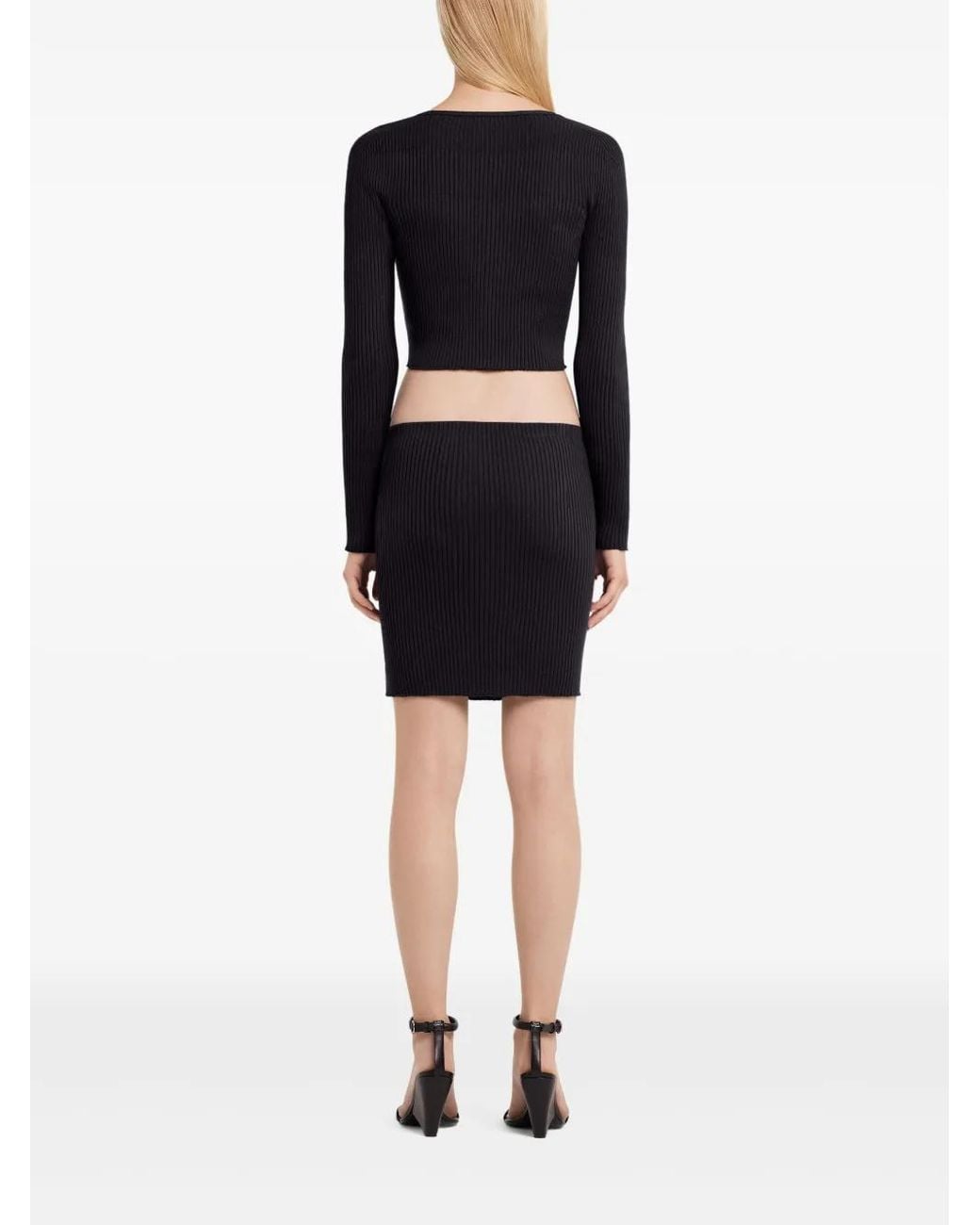 Courreges Geribbelde Mini-Rok in het Black