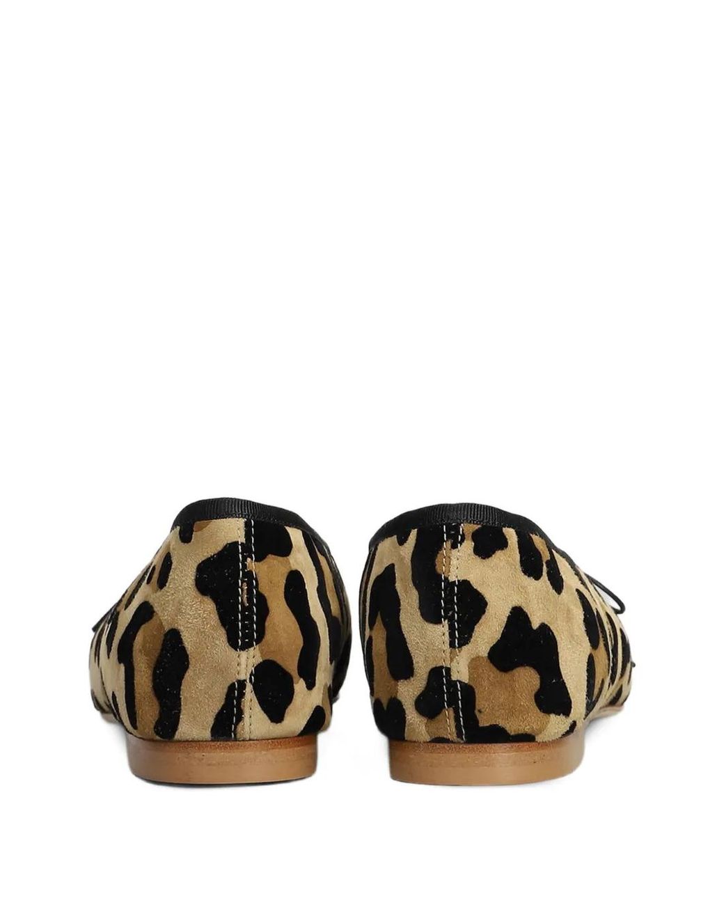 Anniel Natural Leopard-Print Bow-Detail Ballet Flats