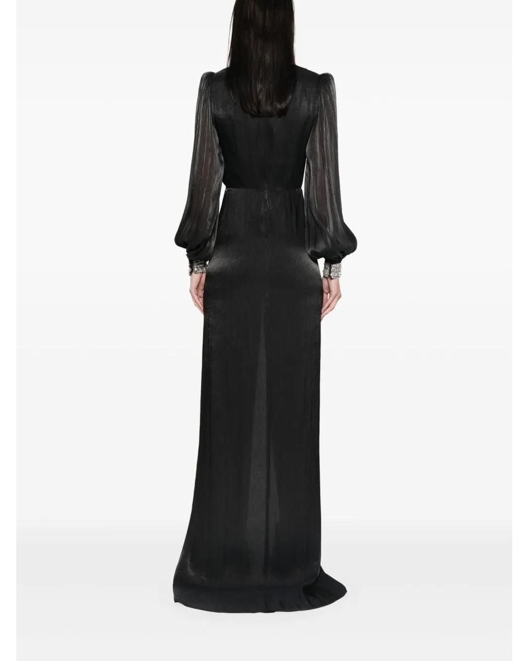 Nissa Twist-Detail Pliss Maxi Dress in Black | Lyst