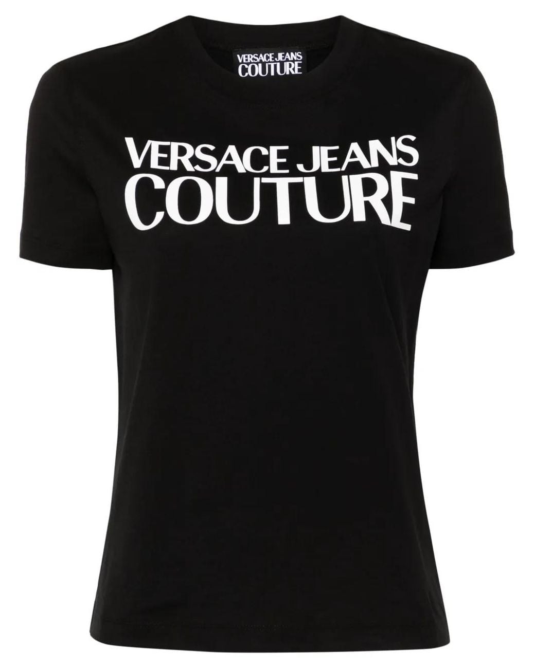 Versace Jeans Couture Black Rubberised-Logo Cotton T-Shirt